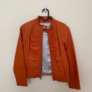 Orange Leather Jacket. Women’s L